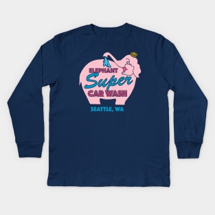 Pink Elephant Car Wash Kids Long Sleeve T-Shirt